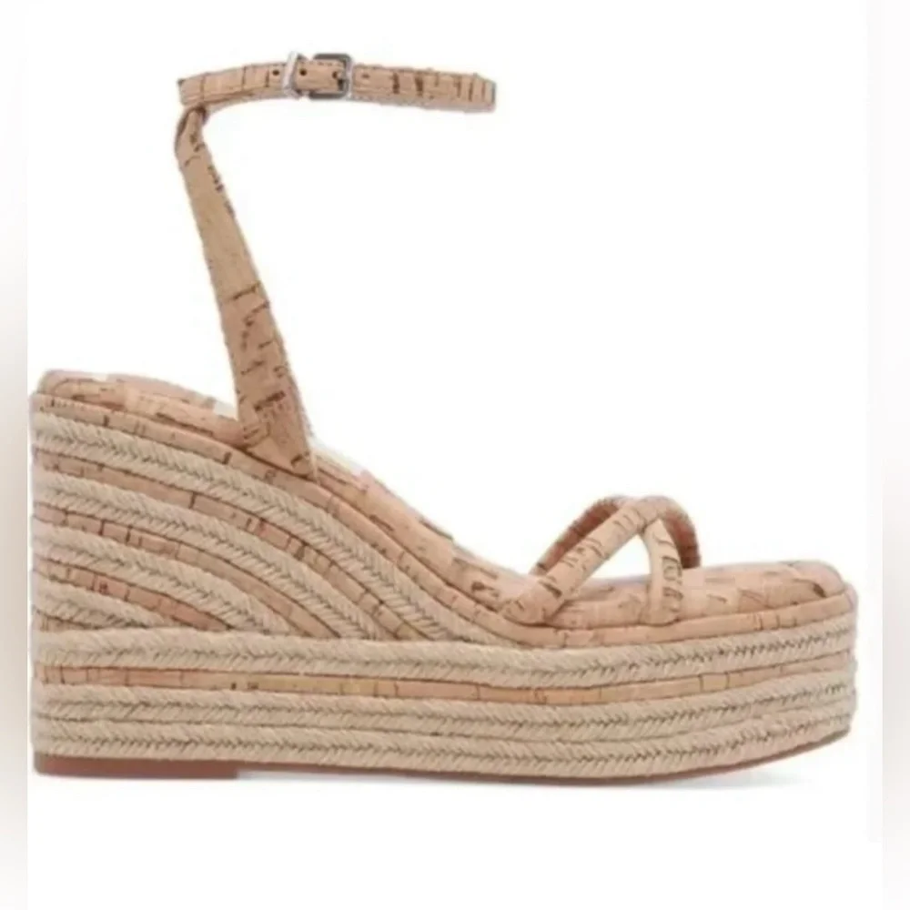 *NEW* Dolce Vita Elvia Strappy Platform Wedge Sandals in Natural Cork Size 10
